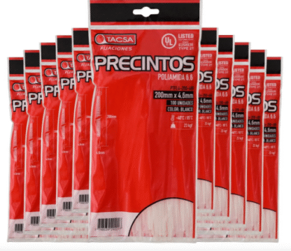 110101 Bolsa 100 Precintos PTFL4-200 - 200mm x 4.6mm - NEGRO